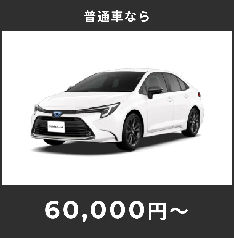 フロントガラス、普通車は60000円